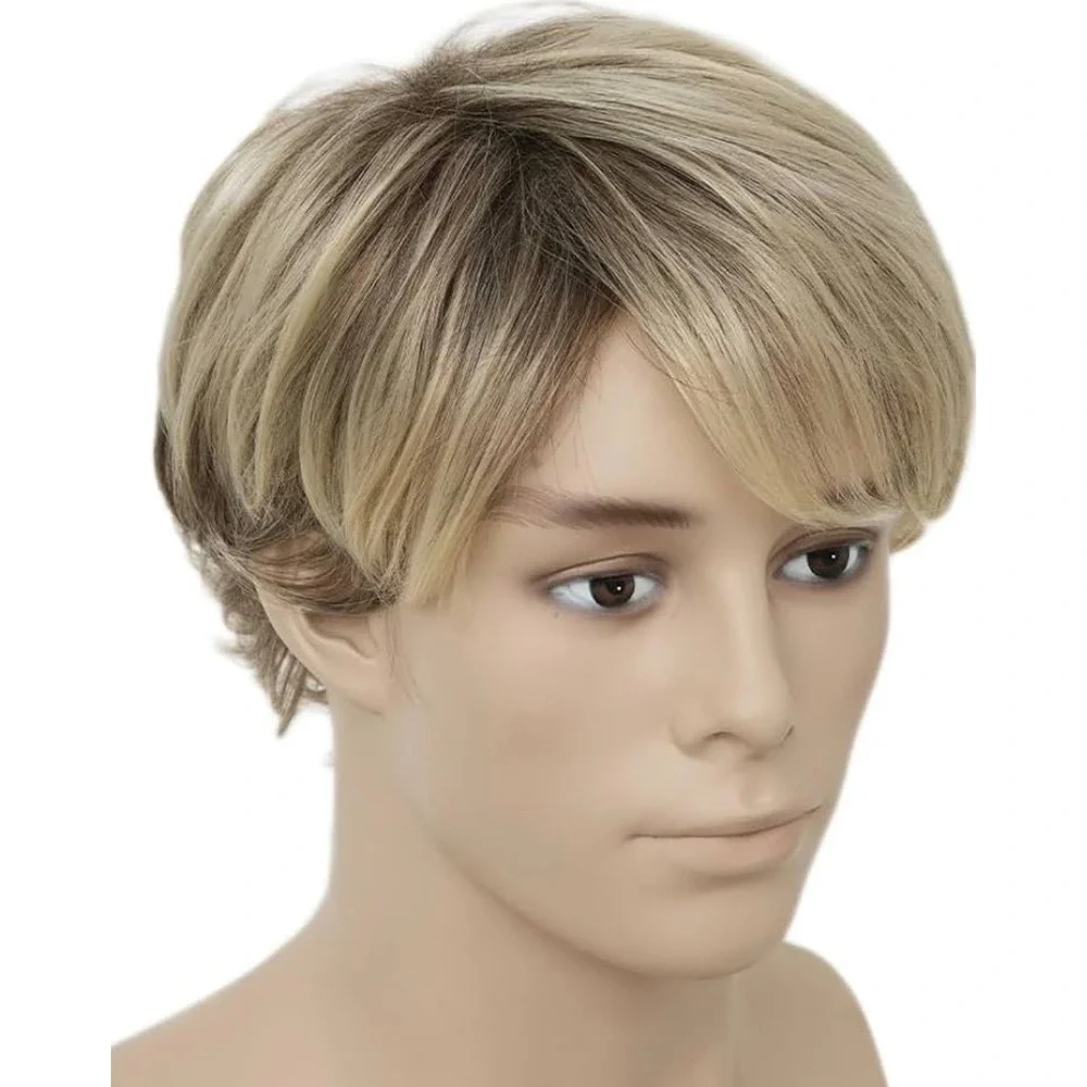 NWT Dai Cloud Men's Short Layered Blonde Highlighted Synthetic Costume Wig
